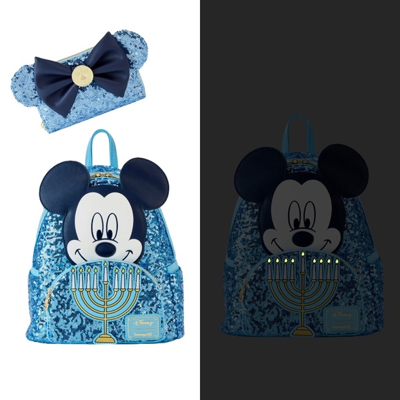 Loungefly Disney Mickey Happy Hanukkah Menorah Mini Backpack and Wallet
